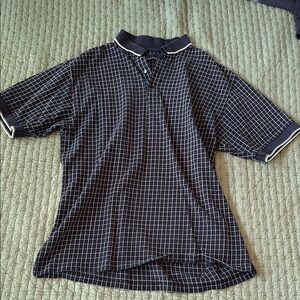 Greg Norman Collection Black Grid Polo Shirt